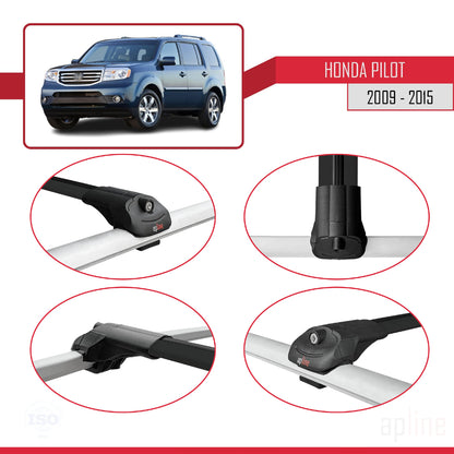 Compatible avec Honda Pilot 2 2009-2015 ACE-1 Barres de Toit Railing Porte-Bagages de Voiture Noir Aluminium 2 Barres