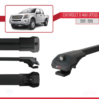 Compatible avec Chevrolet D-Max (RT50) 2012-2015 ACE-1 Barres de Toit Railing Porte-Bagages de Voiture Noir Aluminium 3 Barres