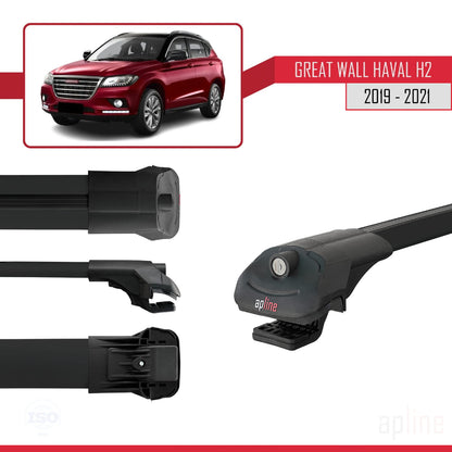 Compatible avec Great Wall Haval H2 2019-2021 ACE-1 Barres de Toit Railing Porte-Bagages de Voiture Noir Aluminium 3 Barres