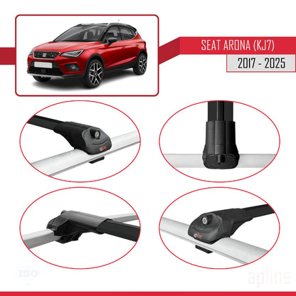 Compatible avec Seat Arona (KJ7) 2017-2025 ACE-1 Barres de Toit Railing Porte-Bagages de Voiture Noir Aluminium 3 Barres