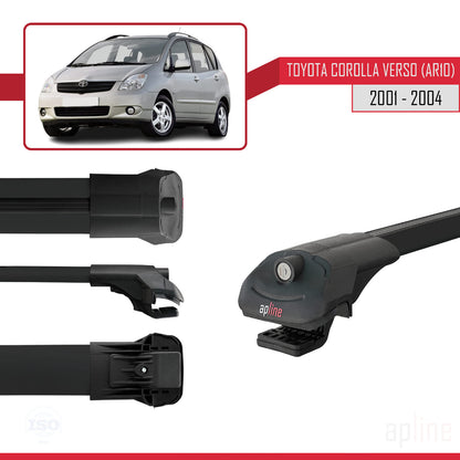 Compatible avec Toyota Corolla Verso (E120) 2001-2004 ACE-1 Barres de Toit Railing Porte-Bagages de Voiture Noir Aluminium 2 Barres