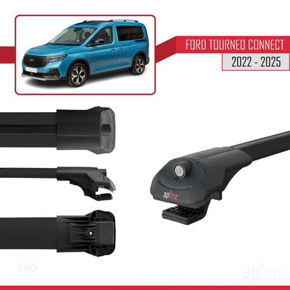 Compatible avec Ford Transit/Tourneo Connect 3 2022-2025 ACE-1 Barres de Toit Railing Porte-Bagages de Voiture Noir Aluminium 2 Barres