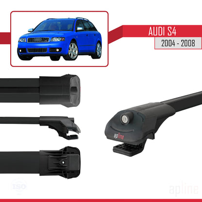 Compatibile con Audi S4 2004-2008 ACE-1 Barre portatutto per auto Portapacchi in alluminio nero 3 barre