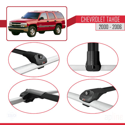 Compatible avec Chevrolet Tahoe 2000-2006 ACE-1 Barres de Toit Railing Porte-Bagages de Voiture Noir Aluminium 3 Barres