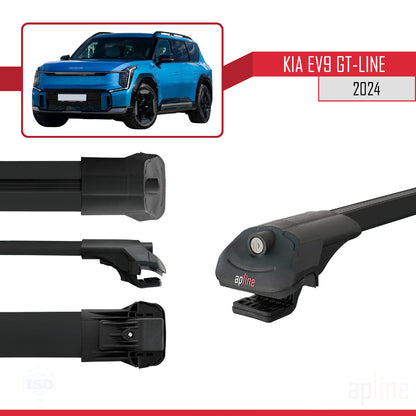 Compatible avec KIA EV9 GT-LINE 2024-2025 ACE-1 Barres de Toit Railing Porte-Bagages de Voiture Noir Aluminium 3 Barres
