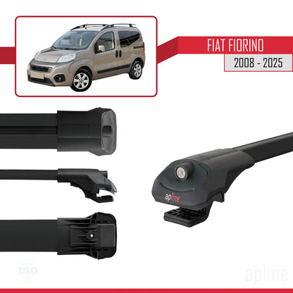 Compatible avec Fiat Fiorino (Modèle Tubulaire) 2008-2025 ACE-1 Barres de Toit Railing Porte-Bagages de Voiture Noir Aluminium 4 Barres