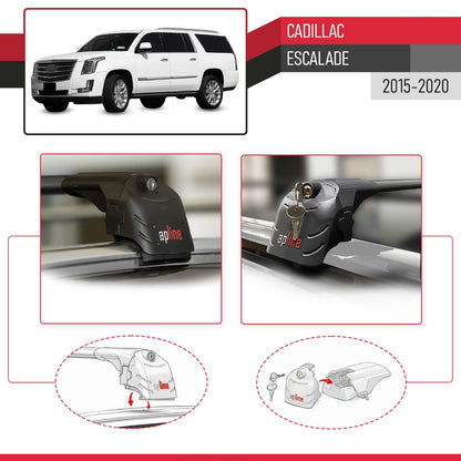 Compatible with Cadillac Escalade 2015-2020 ACE-2 Car Roof Rack Cross Bar Black Aluminium 2 Bars