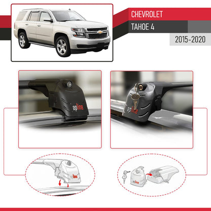 Compatible with Chevrolet Tahoe 4 2015-2020 ACE-2 Car Roof Rack Cross Bar Black Aluminium 2 Bars