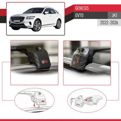 Compatible with Genesis GV70 (JK1) 2022-2025 ACE-2 Car Roof Rack Cross Bar Black Aluminium 2 Bars