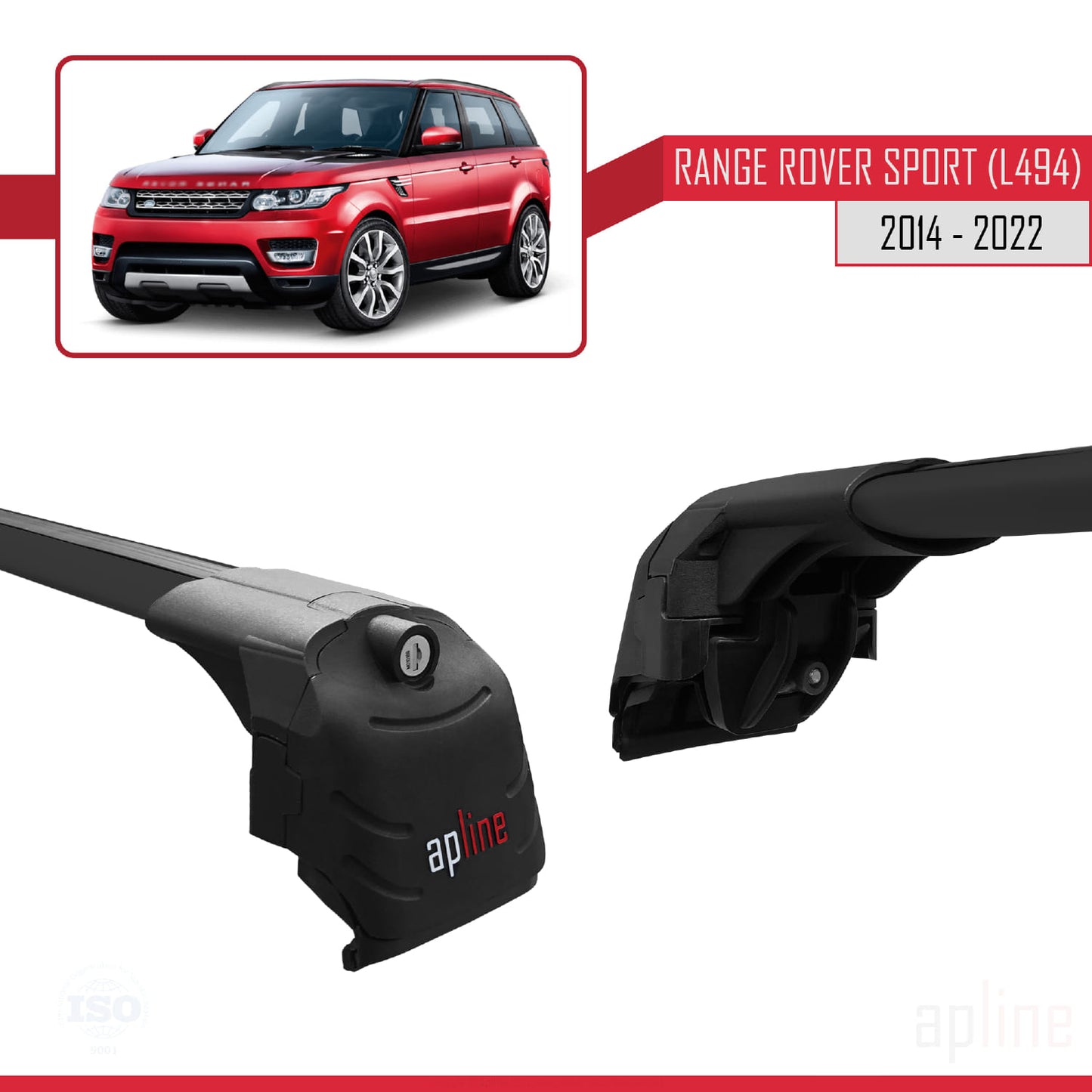 Compatible avec Land Rover Range Rover Sport 2 (L494) 2014-2022 ACE-2 Barres de Toit Railing Porte-Bagages de Voiture Noir Aluminium 2 Barres