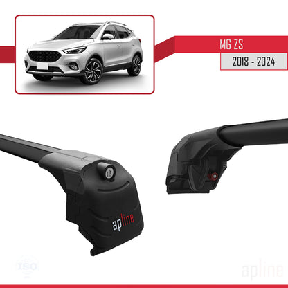 Compatible avec MG ZS 2018-2024 ACE-2 Barres de Toit Railing Porte-Bagages de Voiture Noir Aluminium 2 Barres