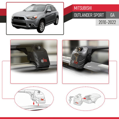 Compatible with Mitsubishi Outlander Sport (GA) 2010-2022 ACE-2 Car Roof Rack Cross Bar Black Aluminium 2 Bars