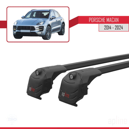 Compatible avec Porsche Macan (95B) 2014-2024 ACE-2 Barres de Toit Railing Porte-Bagages de Voiture Noir Aluminium 2 Barres
