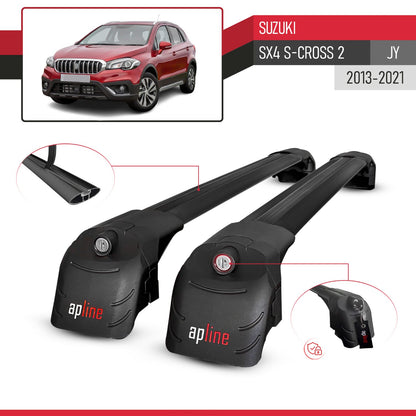 Compatible avec Suzuki SX4 S-Cross 2 (JY) 2013-2021 ACE-2 modèle Barres de Toit Railing Porte-Bagages de Voiture Noir Aluminium Barres