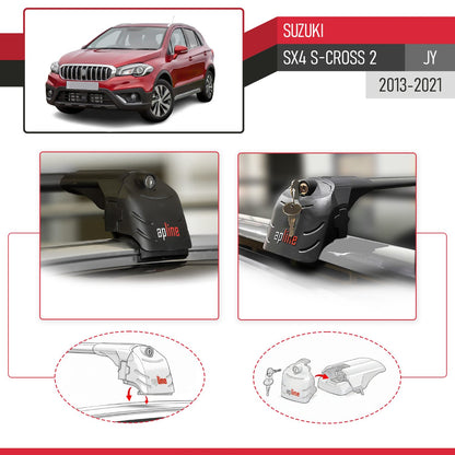 Compatible avec Suzuki SX4 S-Cross 2 (JY) 2013-2021 ACE-2 modèle Barres de Toit Railing Porte-Bagages de Voiture Noir Aluminium Barres