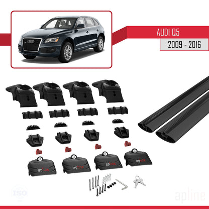 Compatible avec Q5 (8R) 2009-2016 ACE-2 Barres de Toit Railing Porte-Bagages de Voiture Noir Aluminium 2 Barres