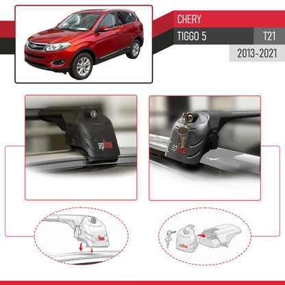 Compatible avec Chery Tiggo 5 (T21) 2013-2021 ACE-2 modèle Barres de Toit Railing Porte-Bagages de Voiture Noir Aluminium Barres