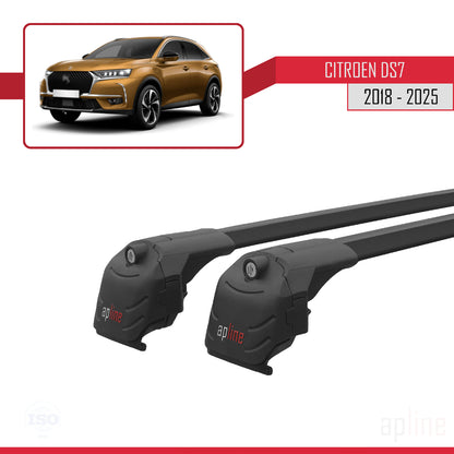 Compatible avec Citroen/DS 7 Crossback 2018-2025 ACE-2 Barres de Toit Railing Porte-Bagages de Voiture Noir Aluminium 2 Barres