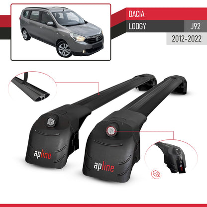 Compatible avec Dacia Lodgy (J92) 2012-2022 ACE-2 modèle Barres de Toit Railing Porte-Bagages de Voiture Noir Aluminium Barres