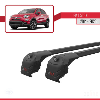 Compatible avec Fiat 500X 2014-2025 ACE-2 Barres de Toit Railing Porte-Bagages de Voiture Noir Aluminium 2 Barres
