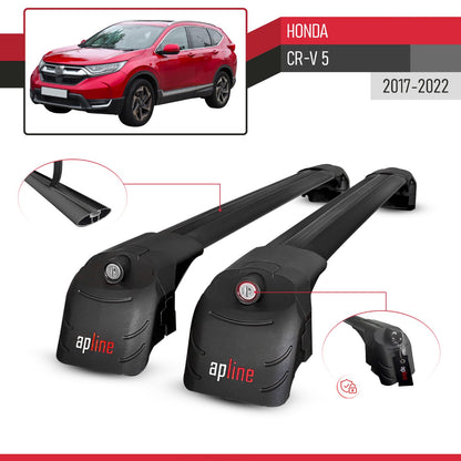 Compatible avec Honda CR-V 5 2017-2022 ACE-2 modèle Barres de Toit Railing Porte-Bagages de Voiture Noir Aluminium Barres