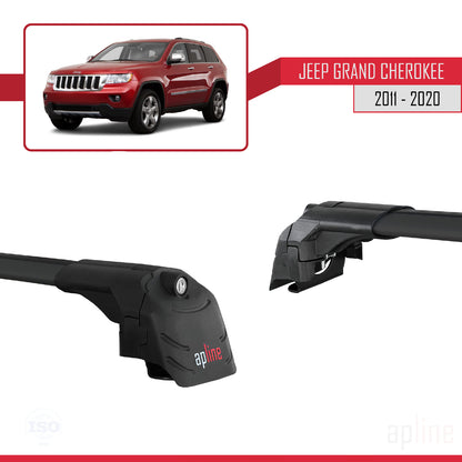 Compatible avec Jeep Grand Cherokee 4 (WK2) 2011-2020 ACE-2 Barres de Toit Railing Porte-Bagages de Voiture Noir Aluminium 2 Barres