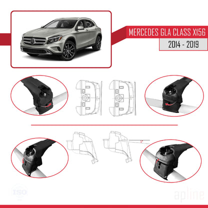 Compatible avec Mercedes Classe GLA (X156) 2014-2019 ACE-2 Barres de Toit Railing Porte-Bagages de Voiture Noir Aluminium 2 Barres