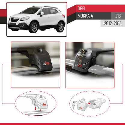Compatible avec Opel Mokka A (J13) 2012-2016 ACE-2 modèle Barres de Toit Railing Porte-Bagages de Voiture Noir Aluminium Barres