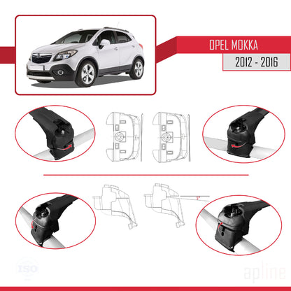 Compatible avec Opel Mokka A (J13) 2012-2016 ACE-2 Barres de Toit Railing Porte-Bagages de Voiture Noir Aluminium 2 Barres