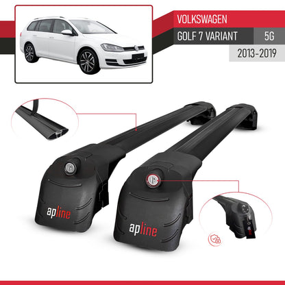 Compatible avec Volkswagen Golf 7 (5G) Variant 2013-2019 ACE-2 modèle Barres de Toit Railing Porte-Bagages de Voiture Noir Aluminium Barres