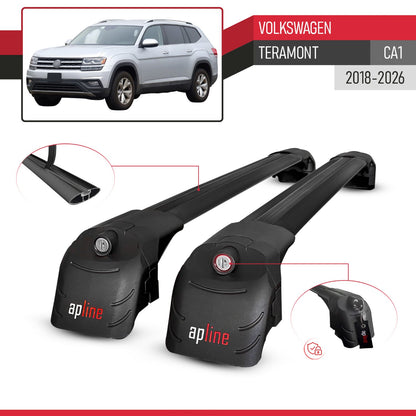 Compatible avec Volkswagen Teramont (CA1) 2018-2026 ACE-2 modèle Barres de Toit Railing Porte-Bagages de Voiture Noir Aluminium Barres