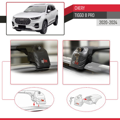 Compatible with Chery Tiggo 8 Pro 2020-2023 ACE-2 Car Roof Rack Cross Bar Black Aluminium 2 Bars