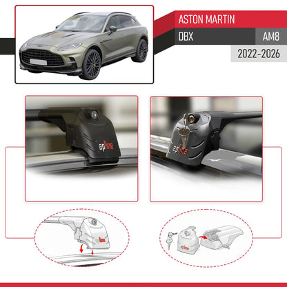 Compatible with Aston Martin (DBX707) 2022-2025 ACE-2 Car Roof Rack Cross Bar Black Aluminium 2 Bars
