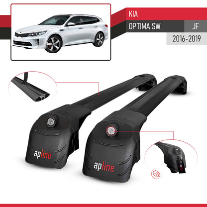 Compatible avec Kia Optima (JF) SW 2016-2019 ACE-2 modèle Barres de Toit Railing Porte-Bagages de Voiture Noir Aluminium Barres