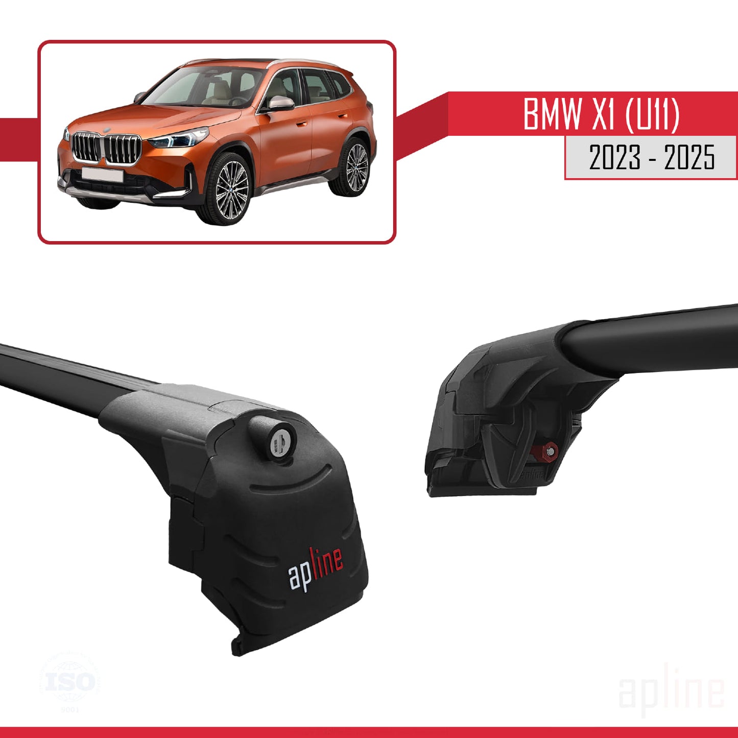 Compatibile con BMW X1 (U11) 2023-2025 ACE-2 Barre portatutto per auto, barre portatutto in alluminio nero, 2 barre