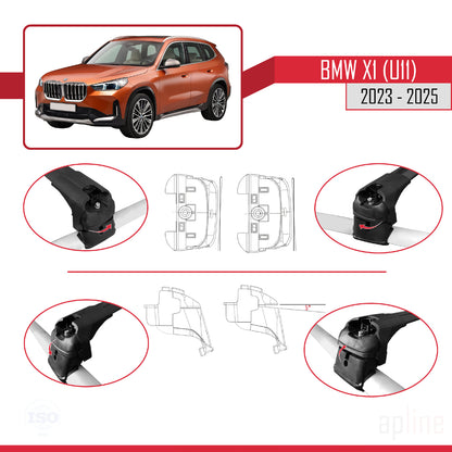 Compatibile con BMW X1 (U11) 2023-2025 ACE-2 Barre portatutto per auto, barre portatutto in alluminio nero, 2 barre