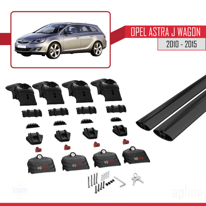 Compatible avec Opel Astra J Wagon 2010-2015 ACE-2 Barres de Toit Railing Porte-Bagages de Voiture Noir Aluminium 2 Barres