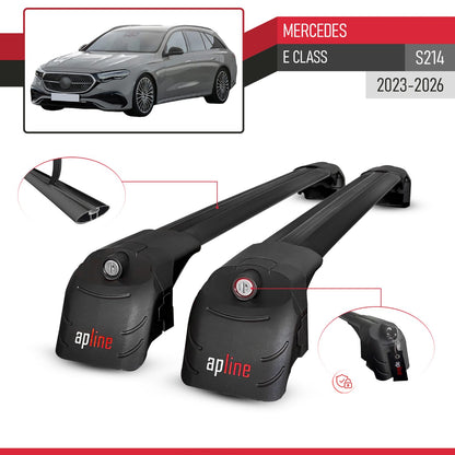 Compatible avec Mercedes E Class (S214) 2023-2026 ACE-2 modèle Barres de Toit Railing Porte-Bagages de Voiture Noir Aluminium Barres