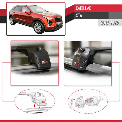 Compatible avec Cadillac XT4 2019-2025 ACE-2 modèle Barres de Toit Railing Porte-Bagages de Voiture Noir Aluminium Barres
