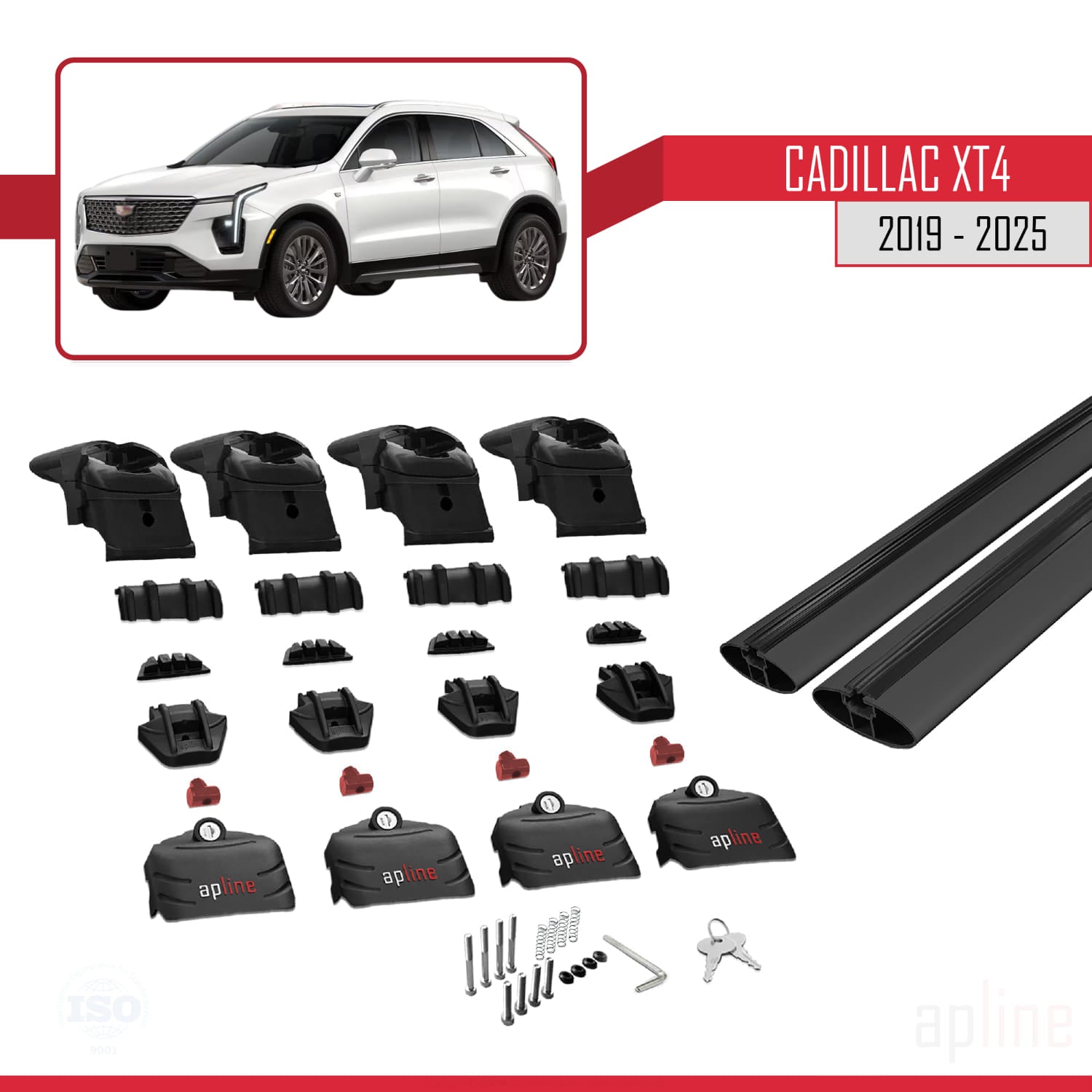 Compatible avec Cadillac XT4 2019-2025 ACE-2 Barres de Toit Railing Porte-Bagages de Voiture Noir Aluminium 2 Barres