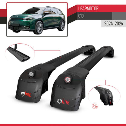 Compatible avec Leapmotor C10 2024-2026 ACE-2 modèle Barres de Toit Railing Porte-Bagages de Voiture Noir Aluminium Barres