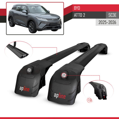 Compatible avec BYD Atto 2 (SC3E) 2025-2026 ACE-2 modèle Barres de Toit Railing Porte-Bagages de Voiture Noir Aluminium Barres