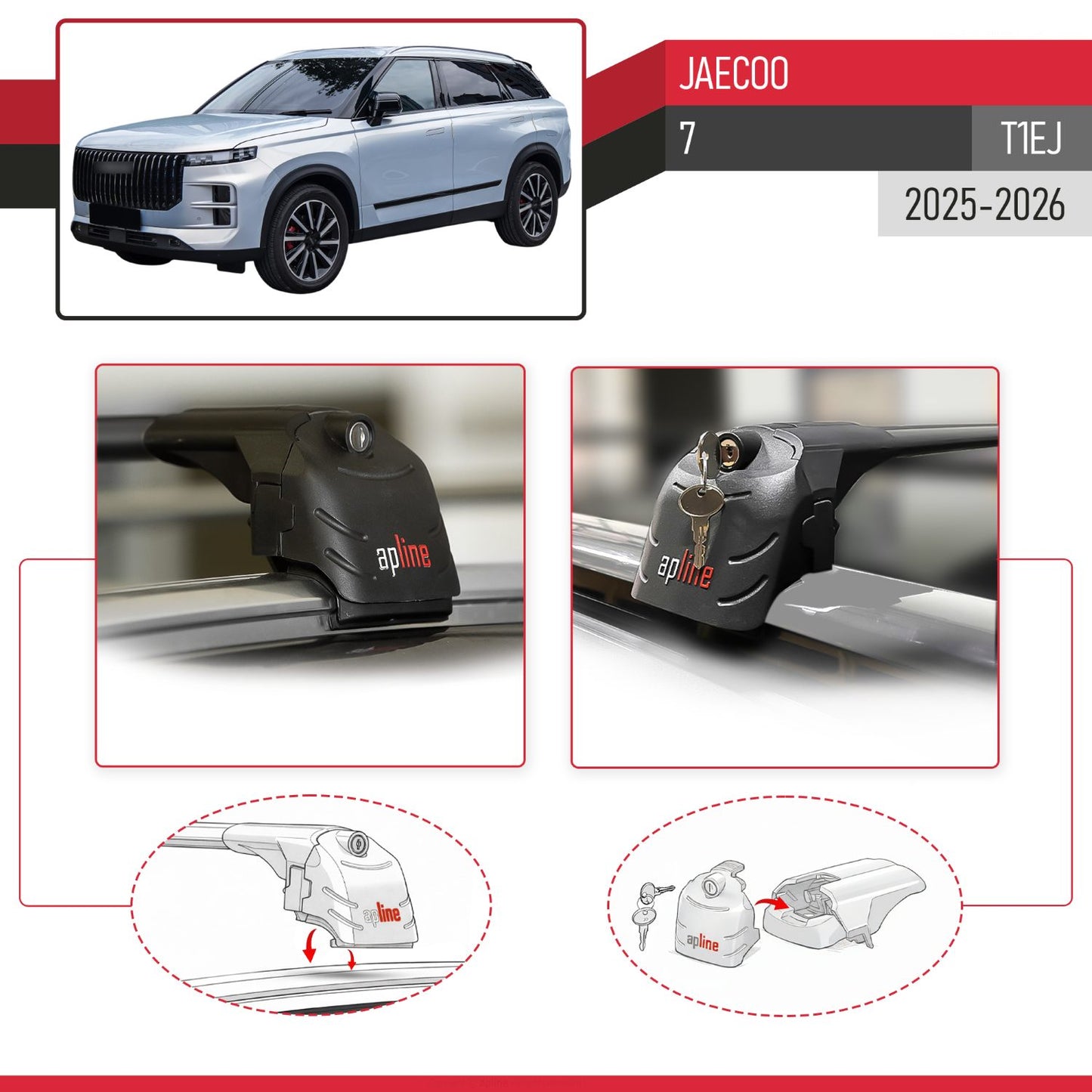 Compatible avec JAECOO 7 (T1EJ) 2025-2026 ACE-2 modèle Barres de Toit Railing Porte-Bagages de Voiture Noir Aluminium Barres