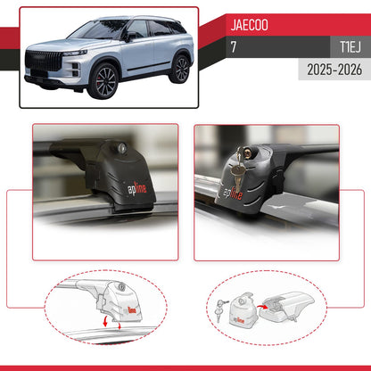Compatible avec JAECOO 7 (T1EJ) 2025-2026 ACE-2 modèle Barres de Toit Railing Porte-Bagages de Voiture Noir Aluminium Barres