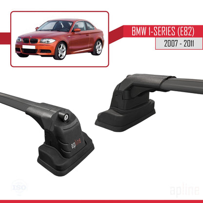 Kompatibel mit BMW 1er (E82) 2007-2013 ACE-3 Dachträger, Auto-Dachgepäckträger, schwarzes Aluminium, 2 Stangen