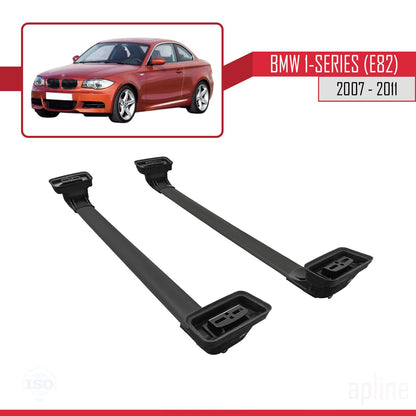 Kompatibel mit BMW 1er (E82) 2007-2013 ACE-3 Dachträger, Auto-Dachgepäckträger, schwarzes Aluminium, 2 Stangen
