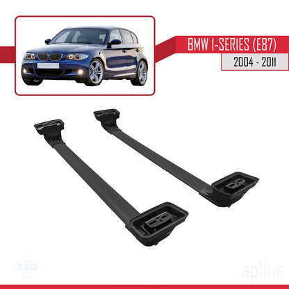 Kompatibel mit BMW 1er (E87) 2004-2011 ACE-3 Dachträger, Auto-Dachgepäckträger, schwarzes Aluminium, 2 Querträger