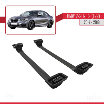 Kompatibel mit BMW 2er (F22) 2014-2019 ACE-3 Dachträger Auto-Dachgepäckträger Reling Schwarzes Aluminium 2 Stangen