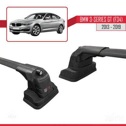 Compatibile con BMW Serie 3 Gran Turismo (F34) 2013-2019 Barre portatutto ACE-3 in alluminio nero, 2 barre