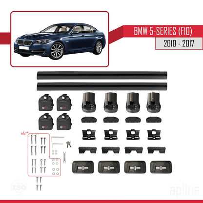 Kompatibel mit BMW 5er (F10) 2010-2017 ACE-3 Dachträger, Auto-Dachgepäckträger, schwarzes Aluminium, 2 Stangen